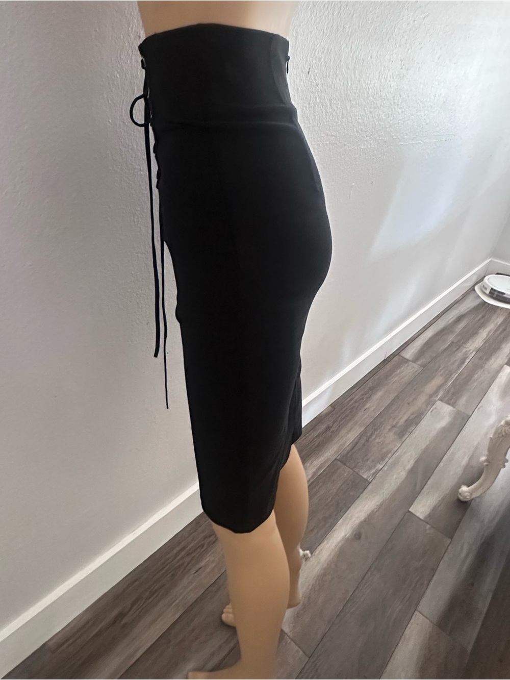 Vintage 90s Klaxons Black Corset Lace-Up High Waist Pencil Skirt Size Small Goth - Picture 6 of 11